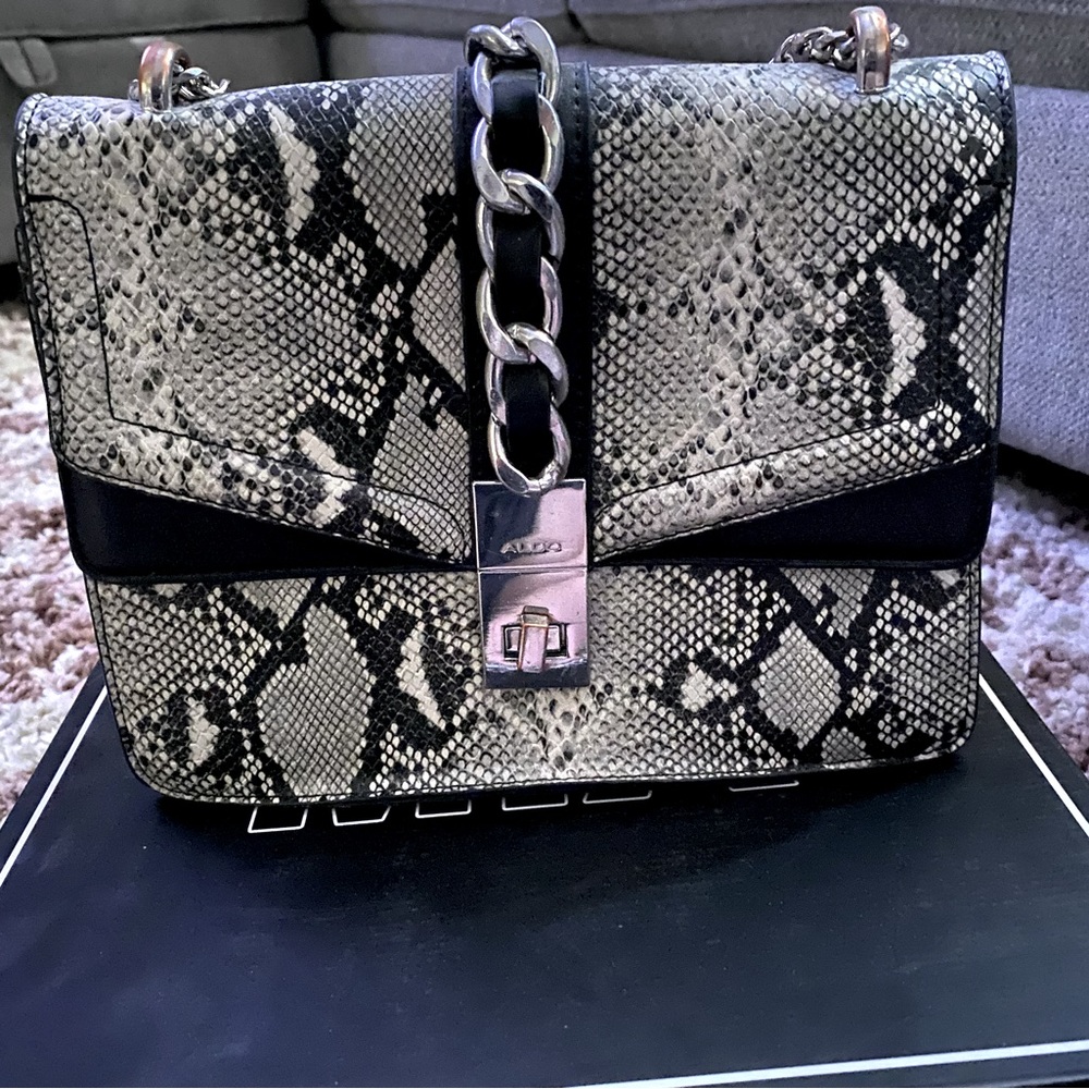 Aldo Snake Print Faux Leather Handbag